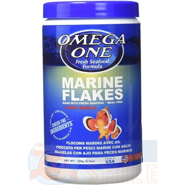 Корм для морських риб в пластівцях Omega One Garlic Marine Flakes