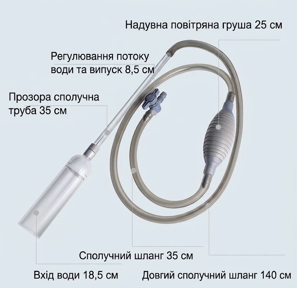Сифон для акваріума YEE 2,6 м розміри